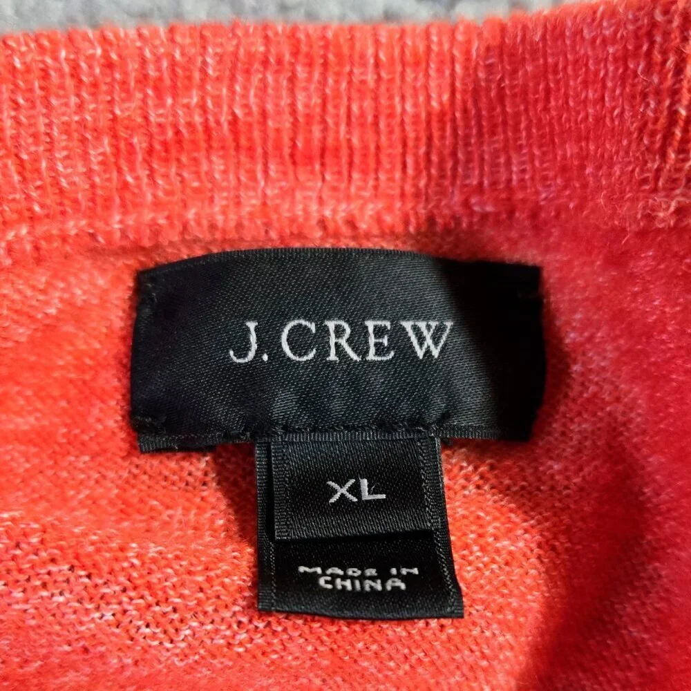 J. Crew Linen Blend Heather Orange Red Crew Neck Lightweight Sweater C4089
